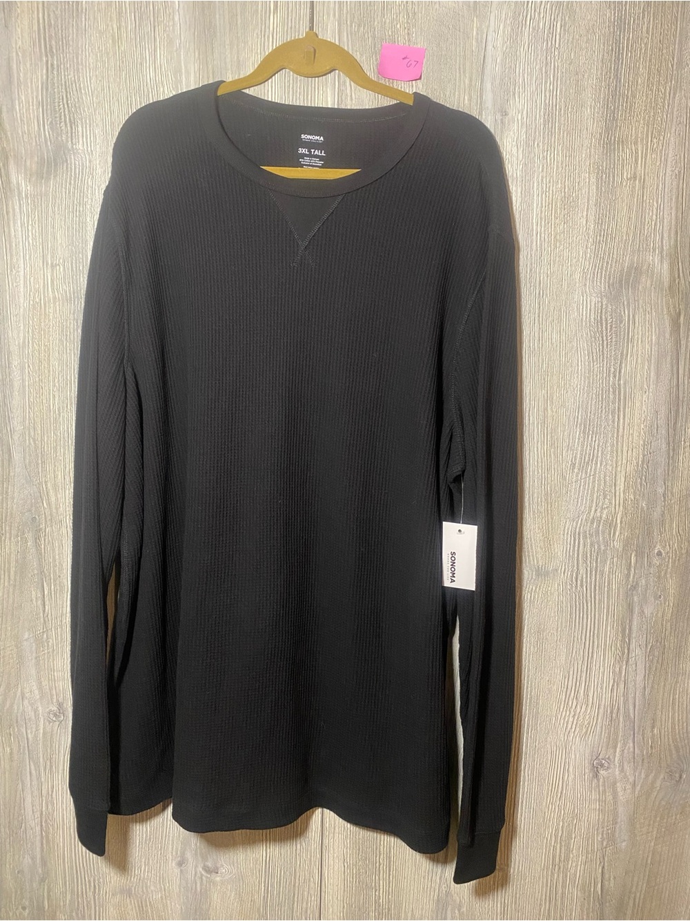 Sonoma Men's Black Waffle Thermal Long Sleeve Shirt